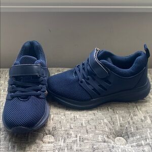 Kids Navy Blue Sneakers with Velcro Straps
